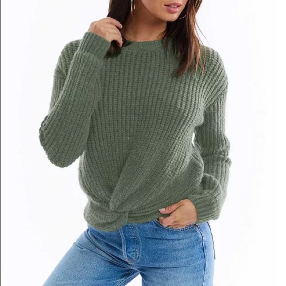 Allison New York Front Twist Sweater NWT New Green